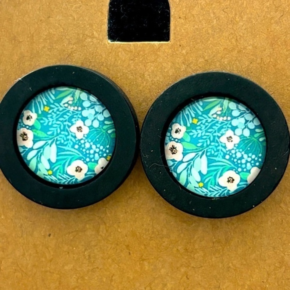 Cute Floral Glass Dome Stud Earrings – Handmade Charm